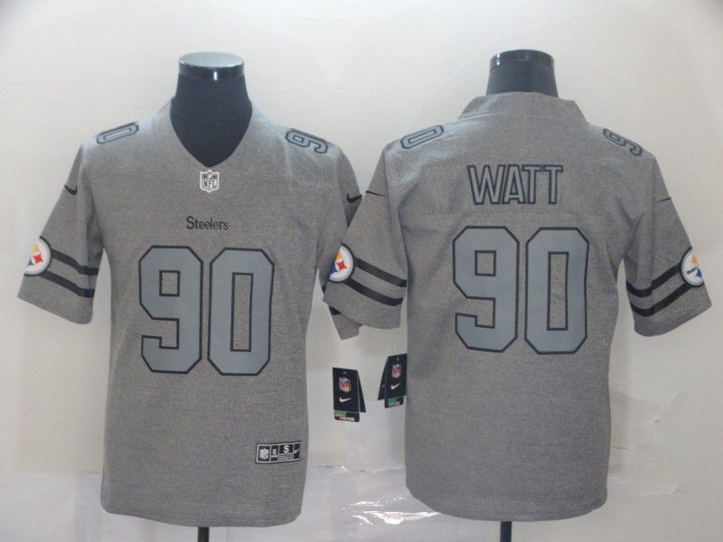 Men Pittsburgh Steelers 90 Watt Grey Retro Nike NFL Jerseys